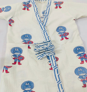 Avengers Hand Block Printed Kids Bathrobes
