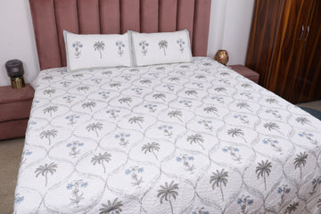 Gulmahal Blue Quilted Double Bedcover Set