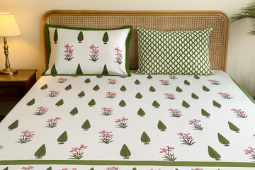 Olive Elegance Premium Cotton King Size Bedsheet