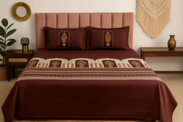 Regal Maroon Elegance Printed King Size Premium Cotton Bedsheet