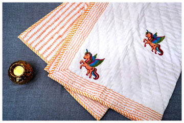 Cloud Hopper Hand Block Printed Premium Reversible Kids Quilt