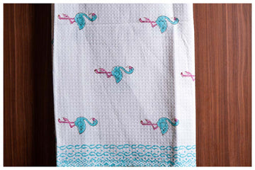 Feathers Hand Block Printed Waffle Bath Kids Towel