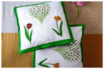 Heritage Bloom Printed Cotton Cushion Cover