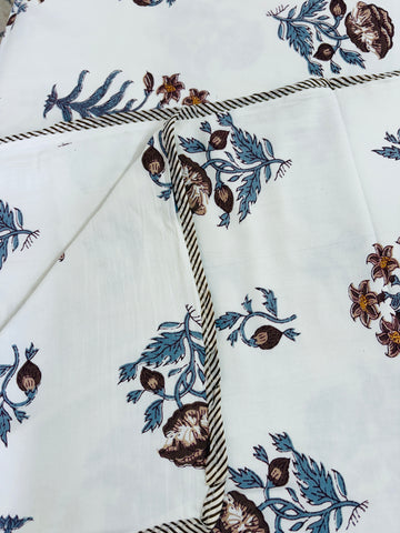 Comfort Weave White and Blue Mulmul Cotton Dohar