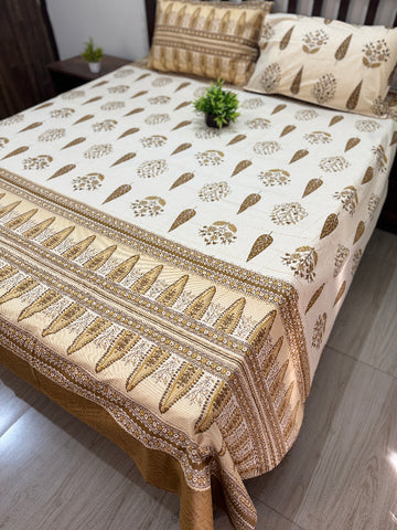 Mustard Bloom Super King Size Premium Cotton Bedsheet