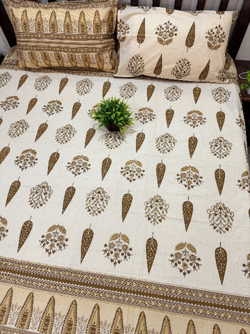 Mustard Bloom Super King Size Premium Cotton Bedsheet
