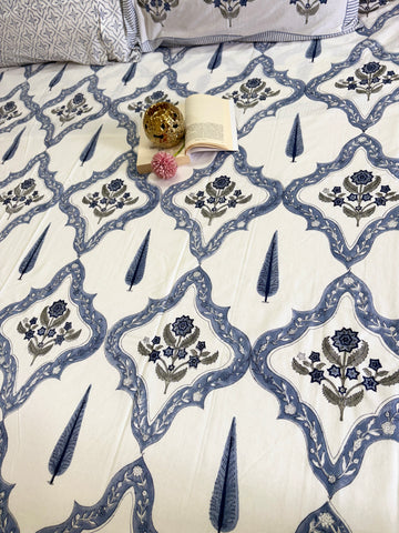 Neelam Hand Block Print King Size Premium Cotton Bedsheet
