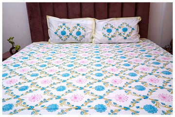 Jodhpur Jewels Hand Block Printed Cotton King Size Bedsheet