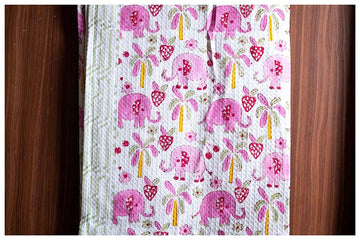 Panda Hand Block Printed Waffle Bath Kids Towel