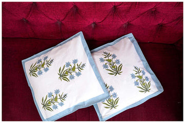 Parijat Bloom Printed Cotton Cushion Cover