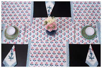 Rosalia Cotton Hand Block Table Mat Set of 5