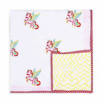 Unicorn Hand Block Printed Premium Reversible Kids Dohar