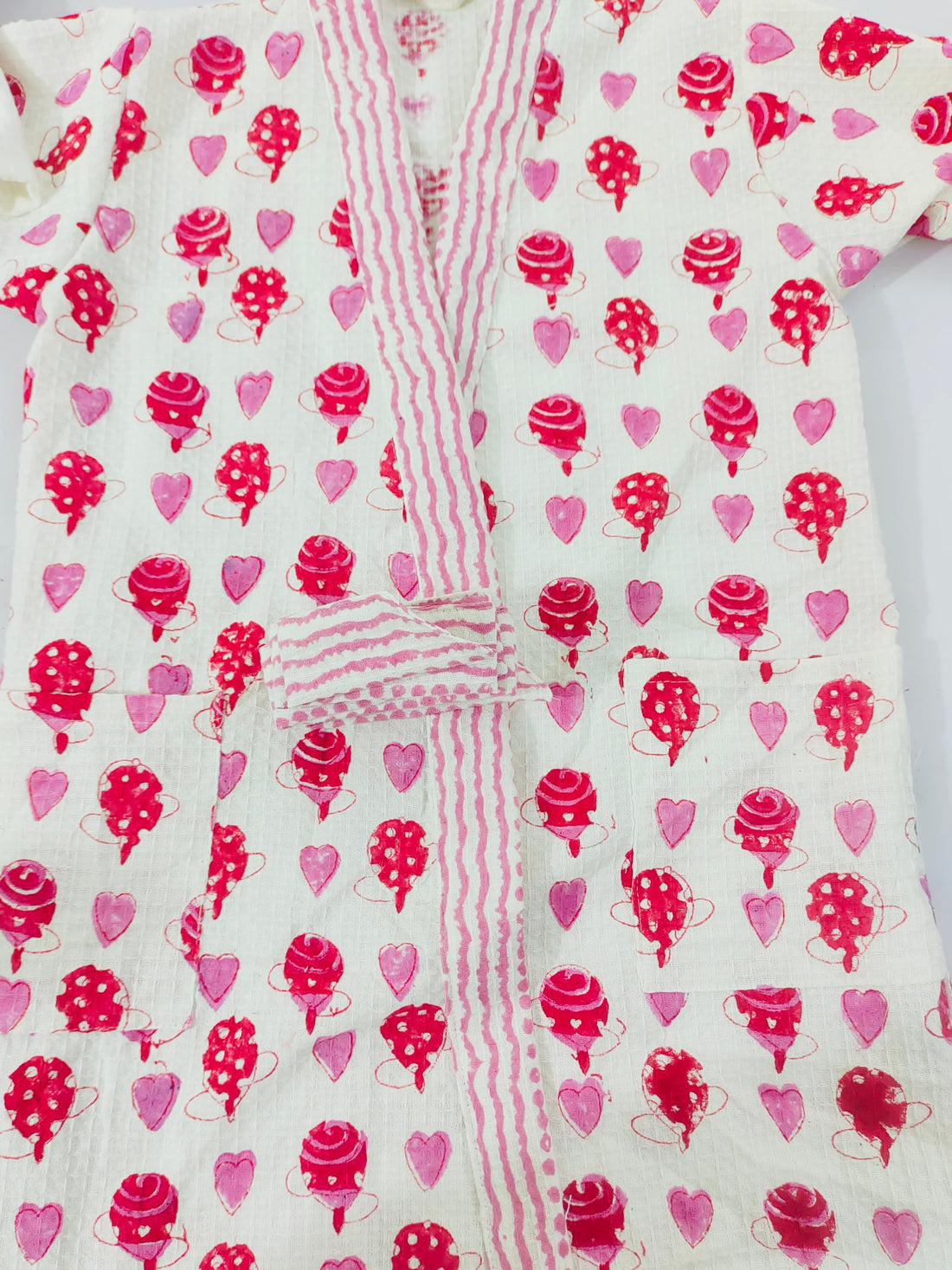 Icecream Hand Block Printed Kids Bathrobes