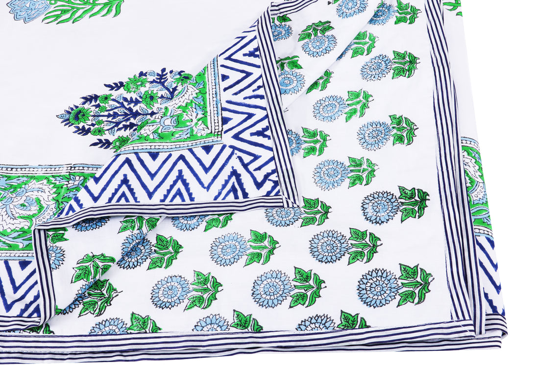 Neel Kamal Hand Block Printed Mulmul Cotton Reversible Double Dohar