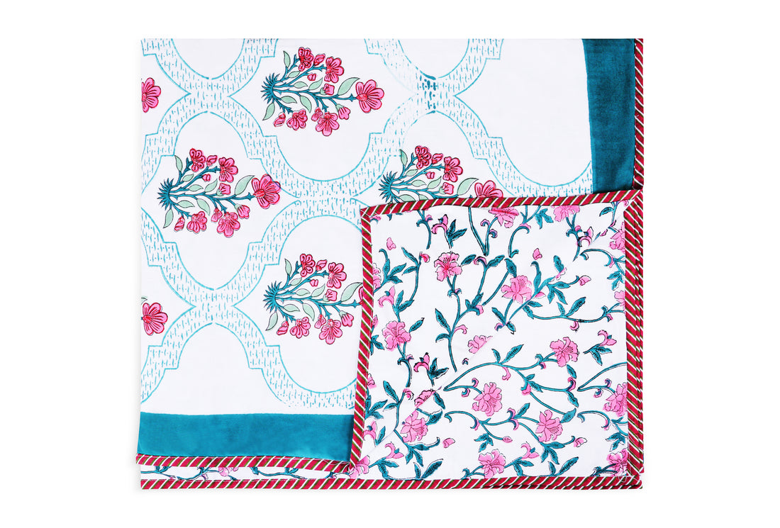 Suhana Hand Block Printed Mulmul Cotton Reversible Double Dohar