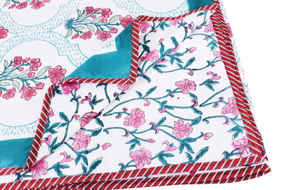 Suhana Hand Block Printed Mulmul Cotton Reversible Double Dohar