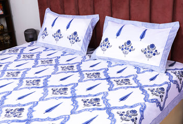 Neelam Hand Block Print King Size Premium Cotton Bedsheet