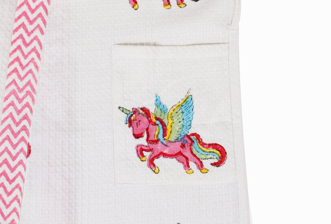 Unicorn Hand Block Printed Kids Bathrobes
