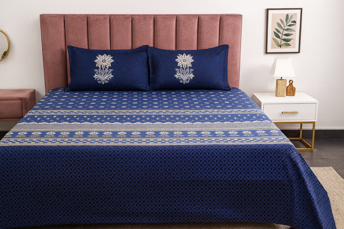 Sapphire Printed King Size Premium Cotton Bedsheet