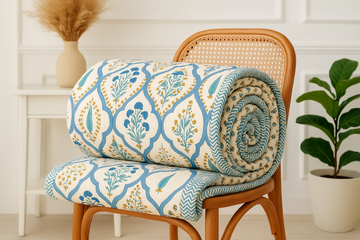 Jaipuri Meadow Hand Block Printed Premium Reversible Quilt