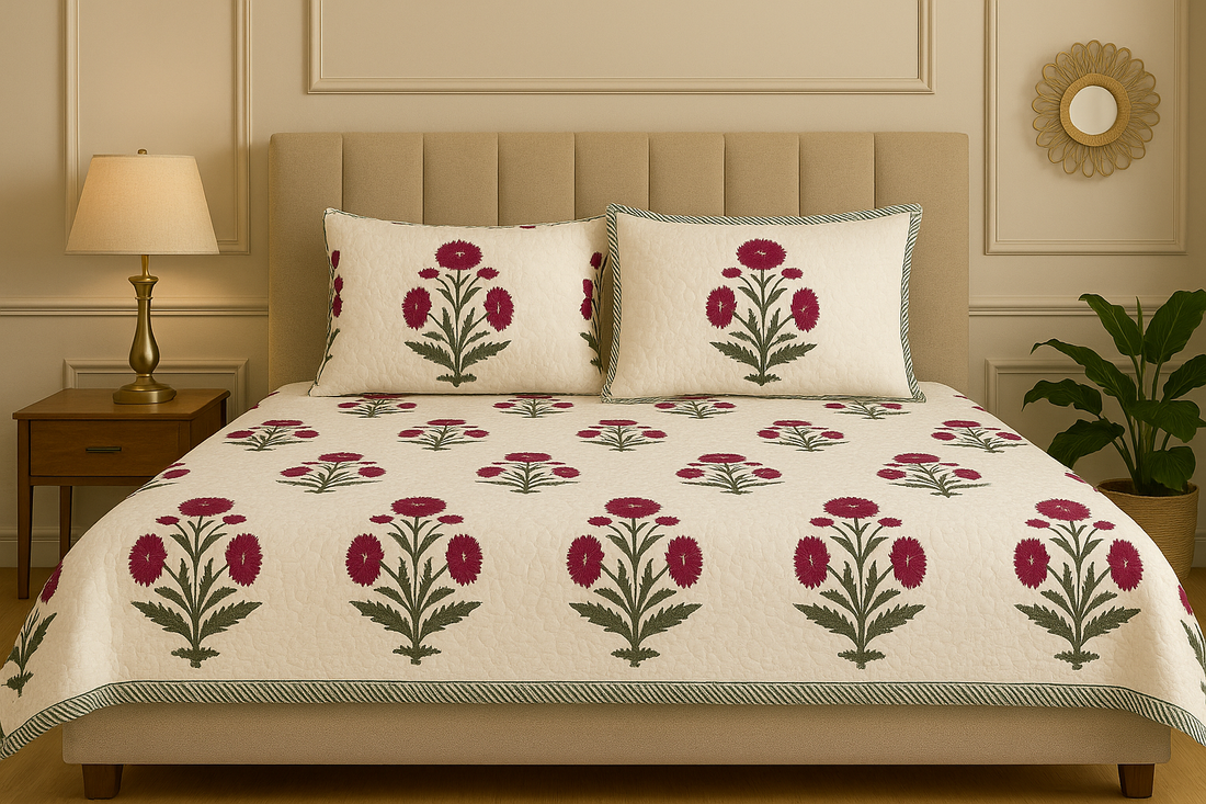 Rangrez Quilted Reversible Double Bedcover Set