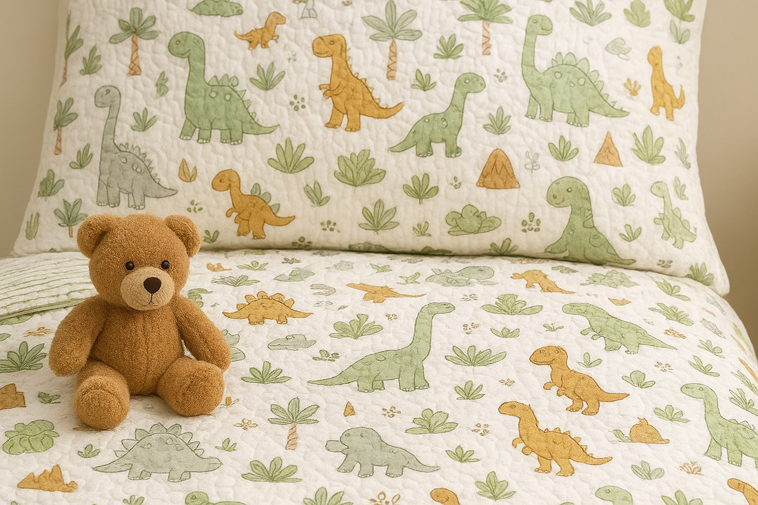 Dino Block Printed Premium Reversible Kids Quilt