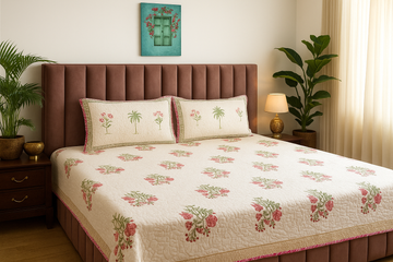 Flora Quilted Reversible Bedcover Set