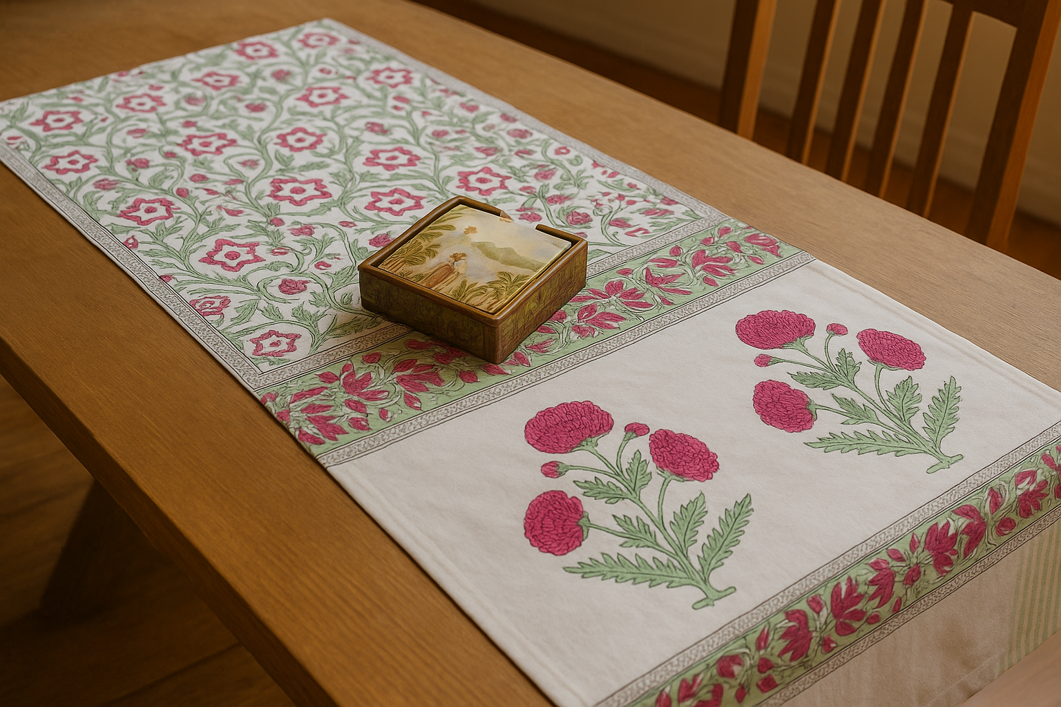 The Table Edit Hand Block Cotton Table Runner