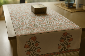 The Table Edit Hand Block  Cotton Table Runner