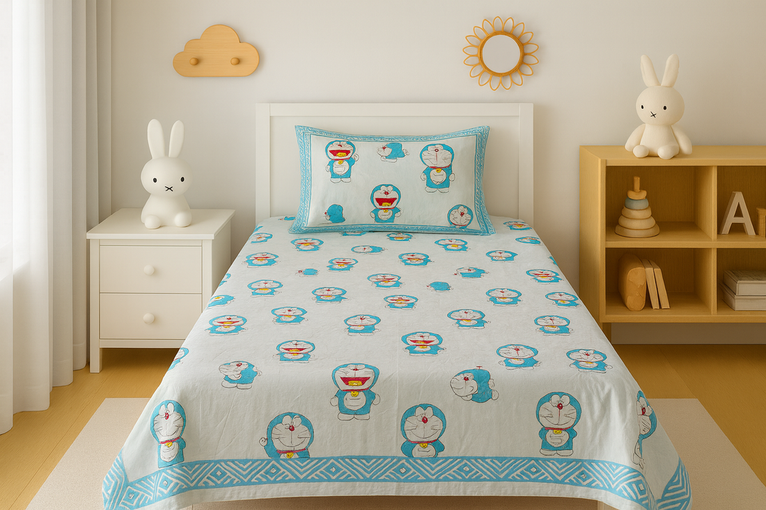 Doraemon Cotton Single Bedsheet