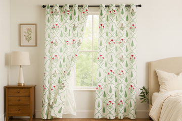 Vintage Vine Cotton Hand Block Curtains | 1 Pc