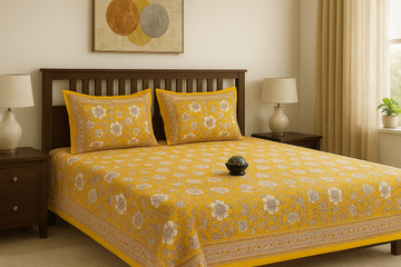 Marigold Super King Size Premium Cotton Bedsheet