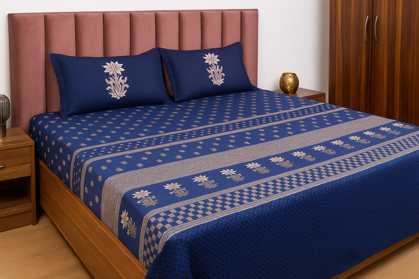 Sapphire Printed King Size Premium Cotton Bedsheet