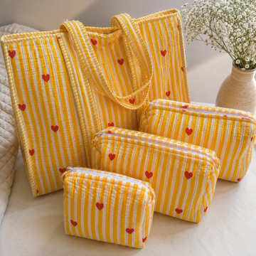 Sunny Stripes Tote Bag with Pouches - Set of 4