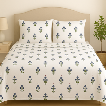 Blue Poppy Bagh Mulmul Dohar Set