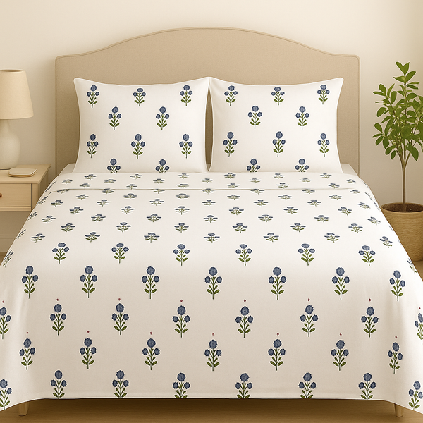 Blue Poppy Bagh Mulmul Dohar Set