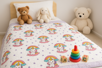 Dreamicorn Block Printed Premium Reversible Kids Quilt