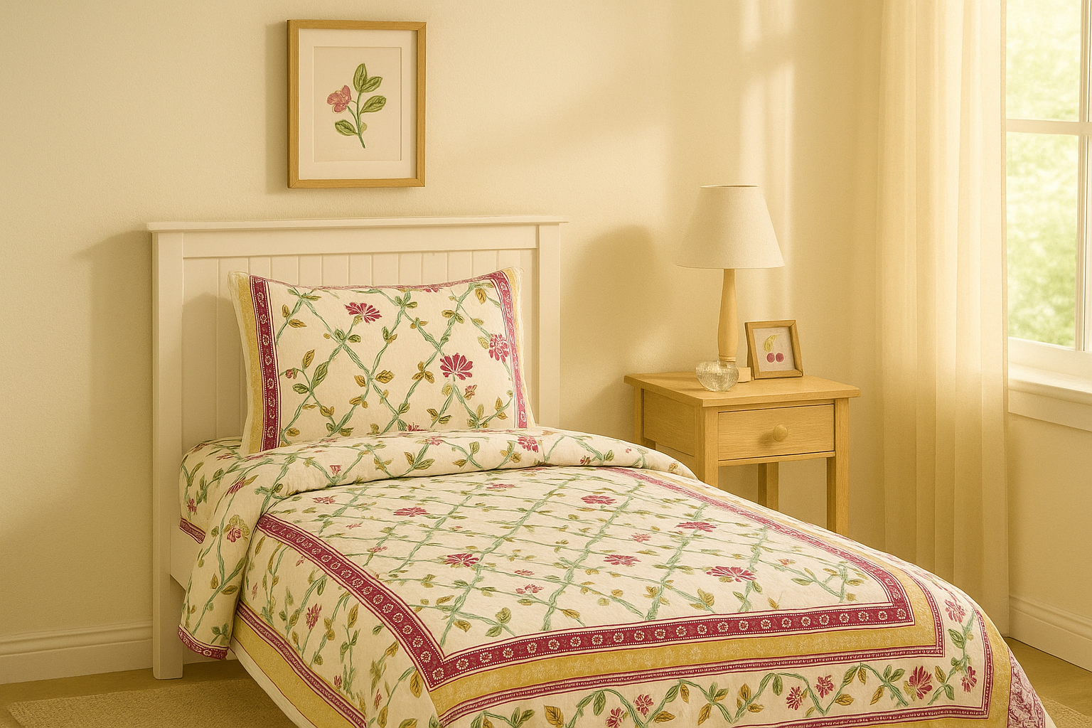 Petal Paradise Cotton Single Bedsheet