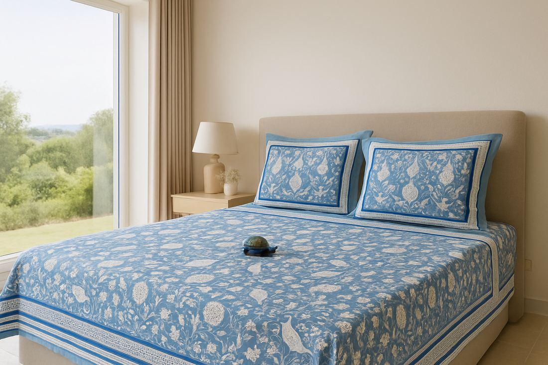 Persian Sky King Size Premium Cotton Bedsheet