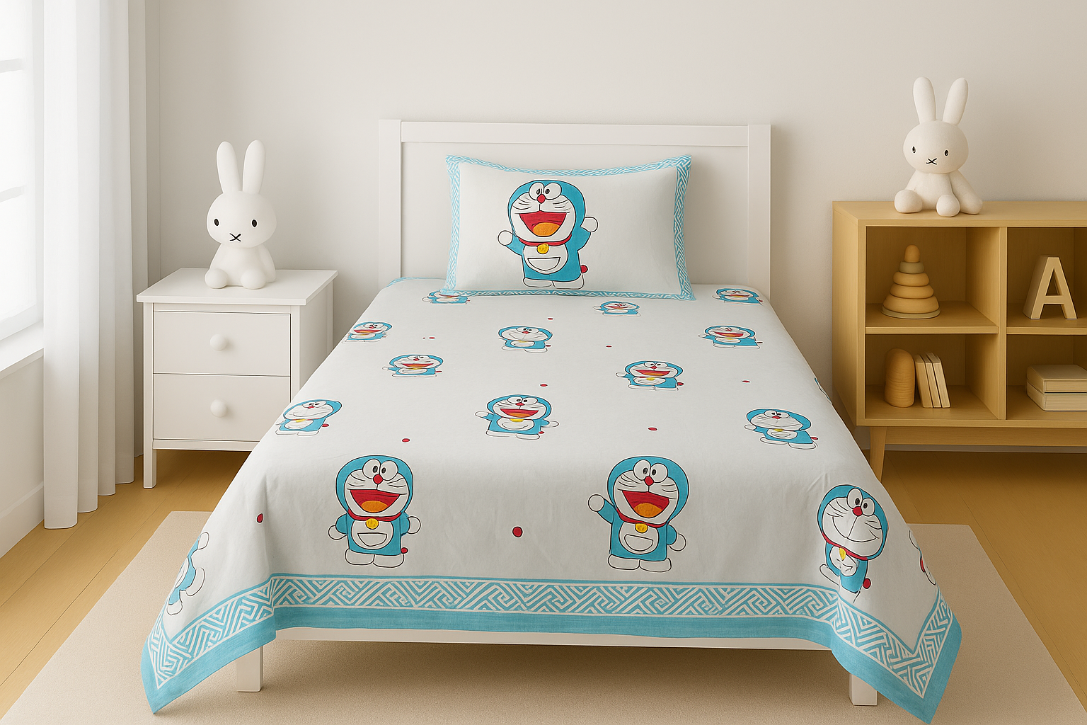 Doraemon Cotton Single Bedsheet