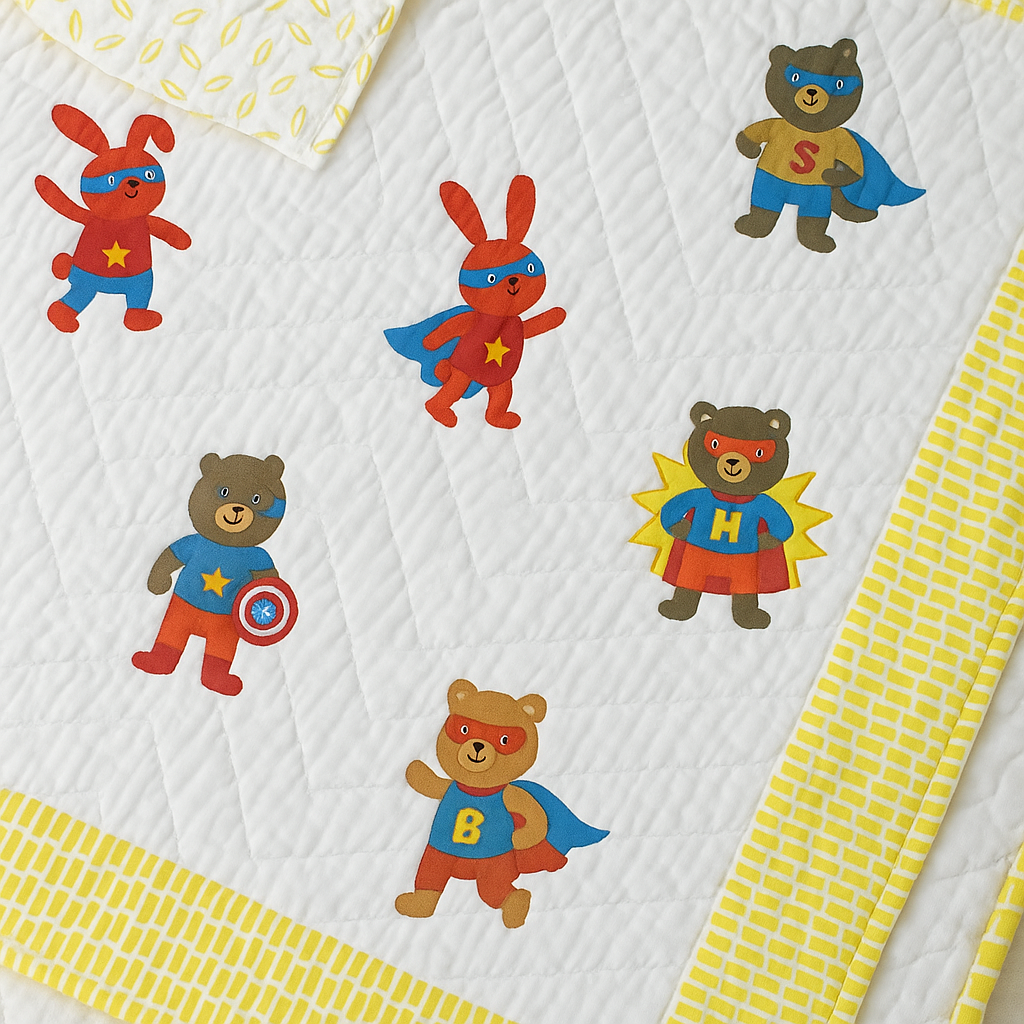 Super Hero Block Printed Premium Reversible Kids Quilt