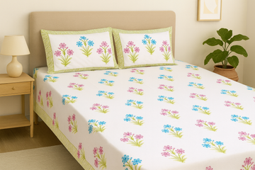 Maharaja Dreams Hand Block Printed Cotton King Size Bedsheet