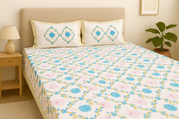 Jodhpur Jewels Hand Block Printed Cotton King Size Bedsheet