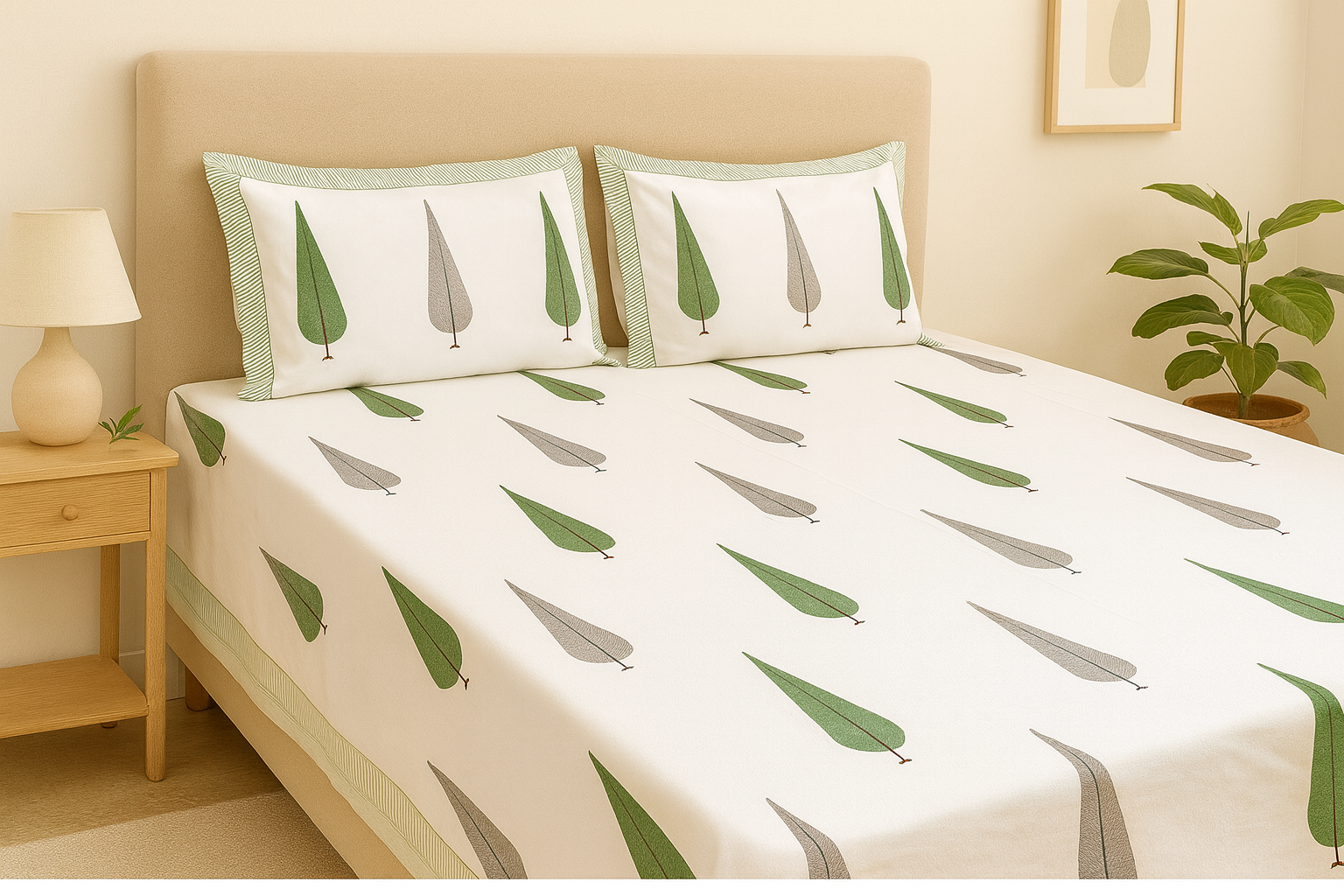 Heritage Luxe Hand Block Printed Cotton King Size Bedsheet