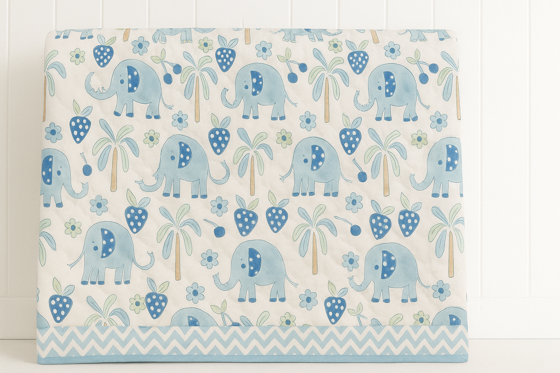 Blue Safari Block Printed Premium Reversible Kids Quilt