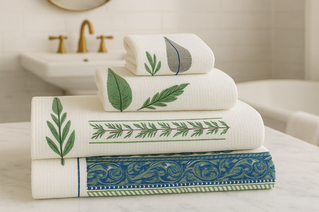 Fern Fantasy Hand Block Print - Set of 3 Towels