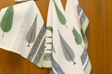 Fern Fantasy Hand Block Print - Set of 3 Towels