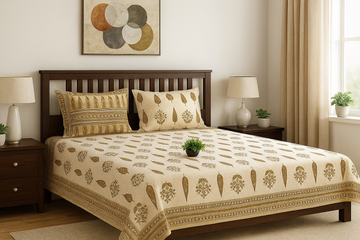 Mustard Bloom Super King Size Premium Cotton Bedsheet