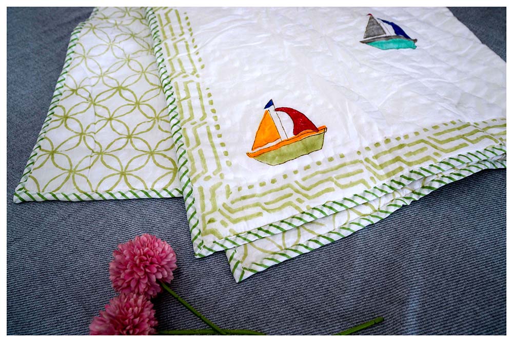 Dreamweaver Hand Block Printed Premium Reversible Baby Quilt