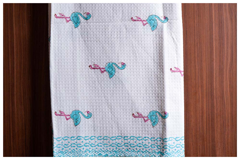 Feathers Hand Block Printed Waffle Bath Kids Towel